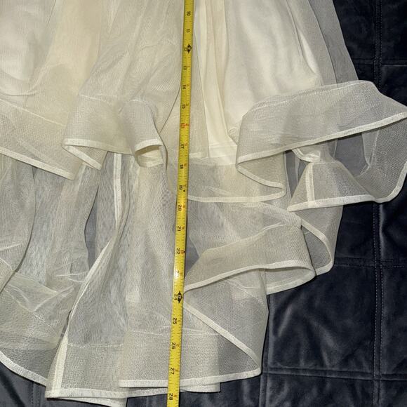 Sequin Hearts Ivory Sheer Tulle Lined Skirt Jeweled Waist Sz 3 asymmetrical Hem - Picture 10 of 12